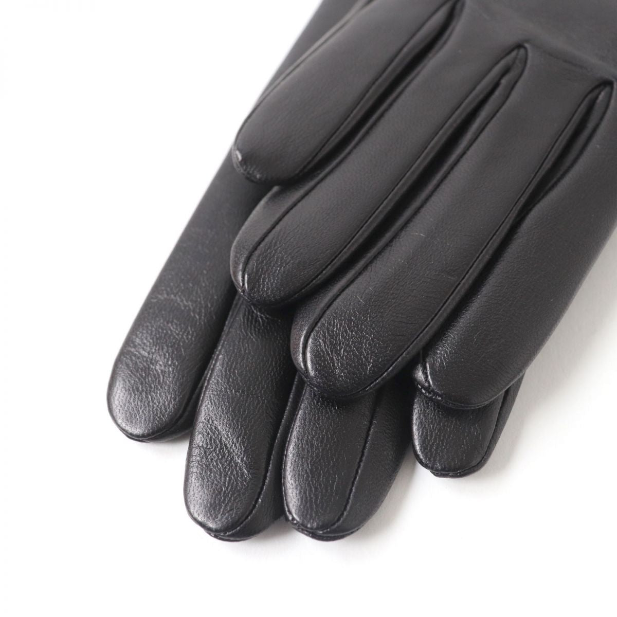 Hermes Lamb Leather Silk Gloves Women Black