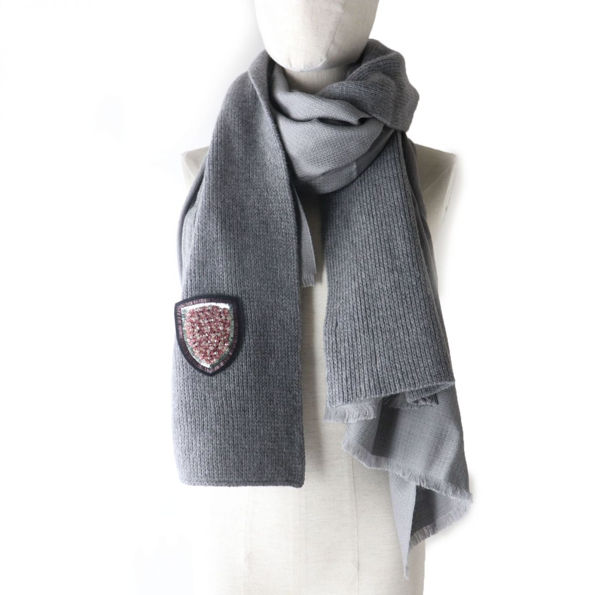 Christian Dior Silk Cashmere Wool Scarf Grey