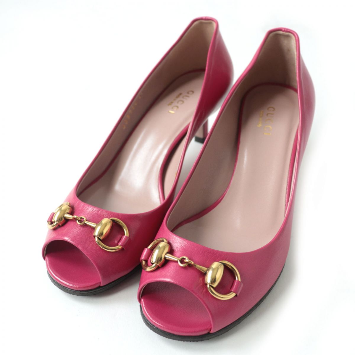 Gucci Horsebit Open Toe Leather Pumps