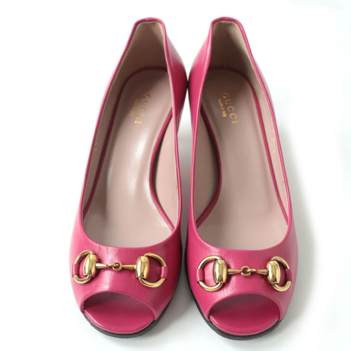 Gucci Horsebit Open Toe Leather Pumps