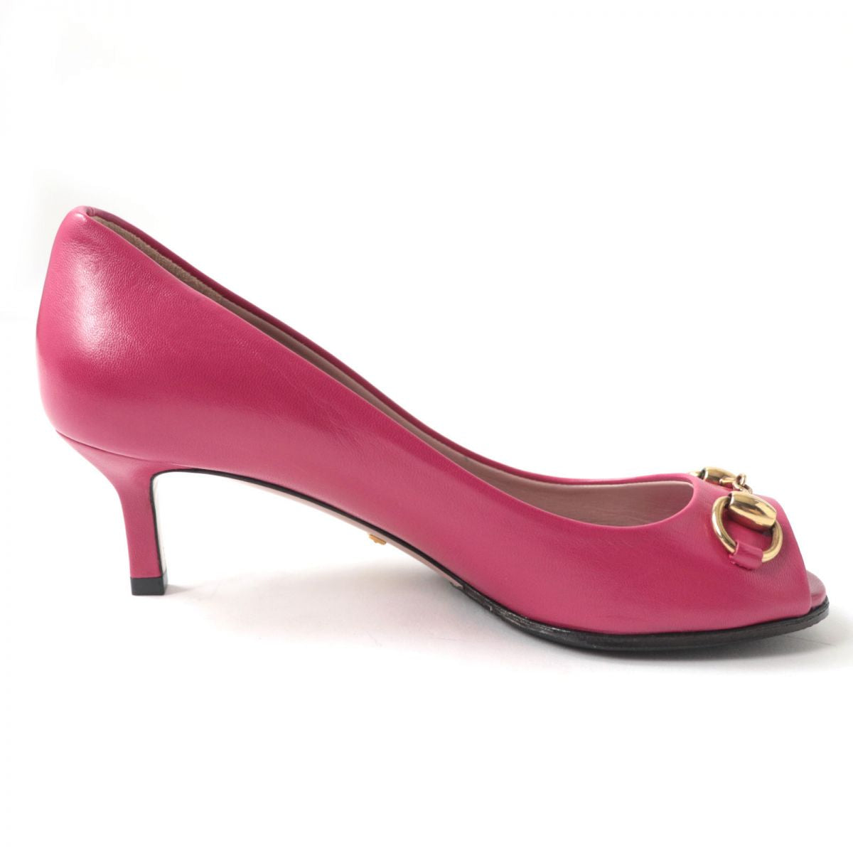 Gucci Horsebit Open Toe Leather Pumps