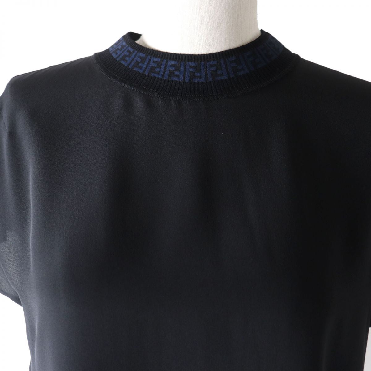 Fendi Silk FF Logo Mock Neck Blouse FS7126