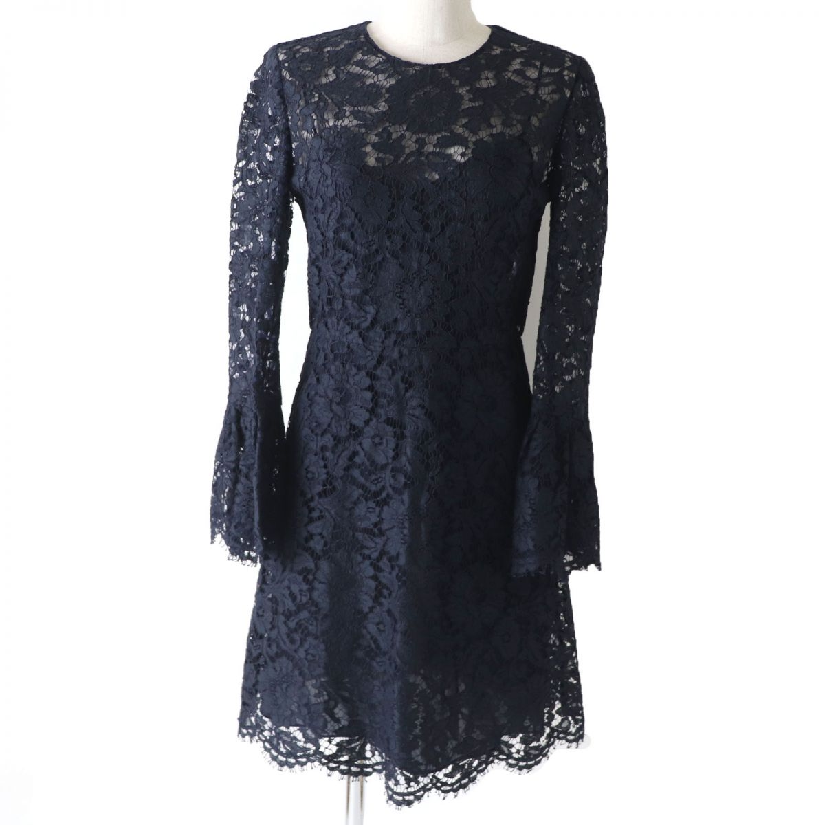 Valentino A-line Lace Dress, Navy, Women's