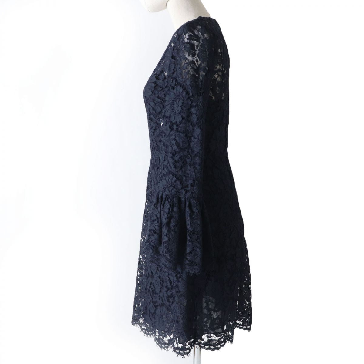 Valentino A-line Lace Dress, Navy, Women's