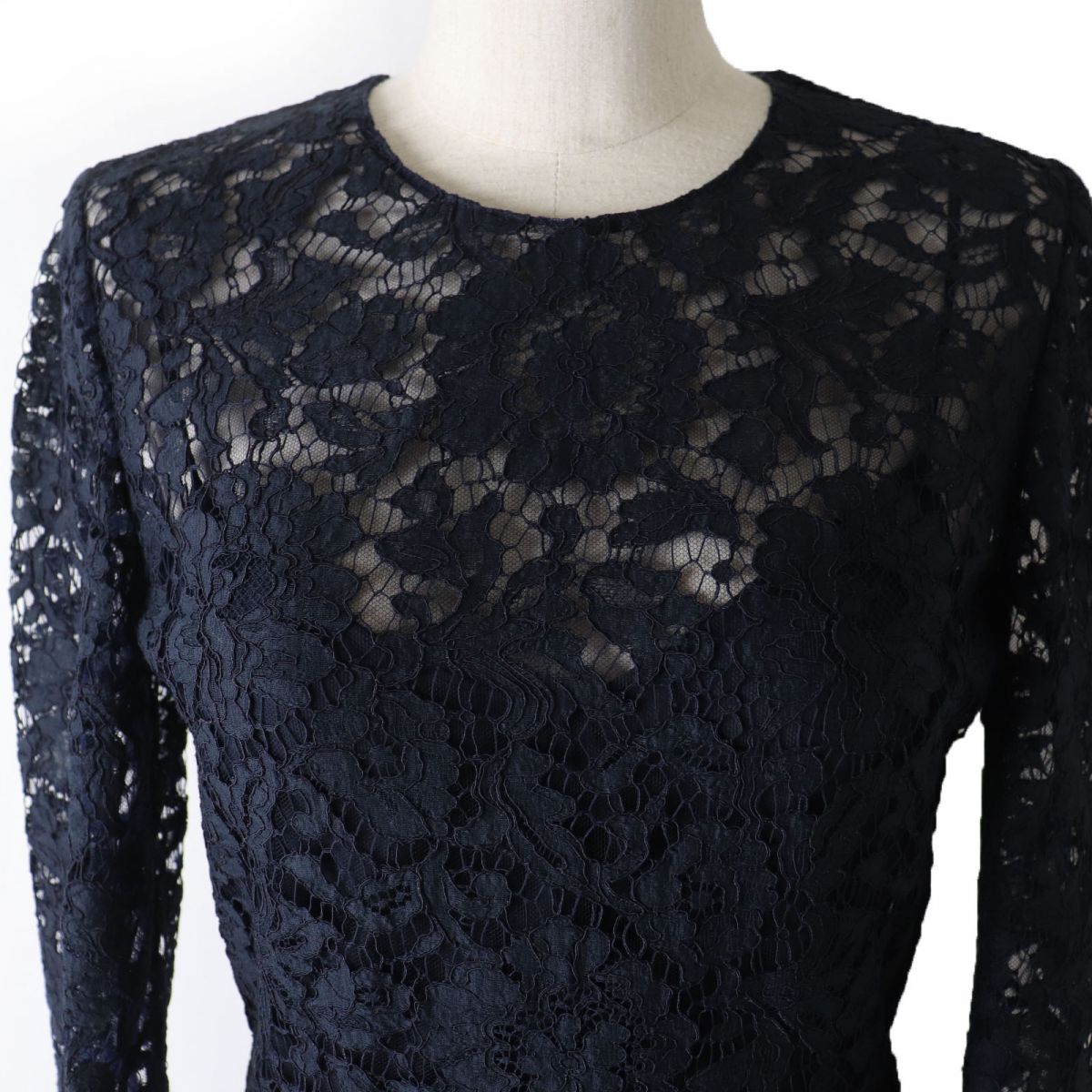 Valentino A-line Lace Dress, Navy, Women's