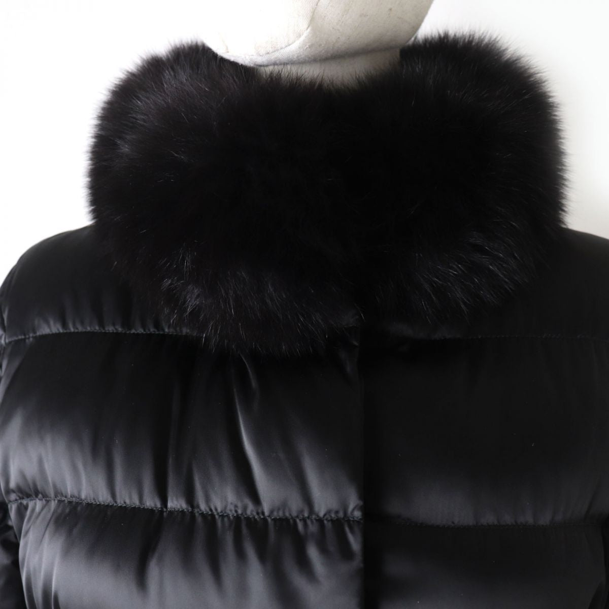 Prada Women's Down Jacket with Fox Fur Collar, Black