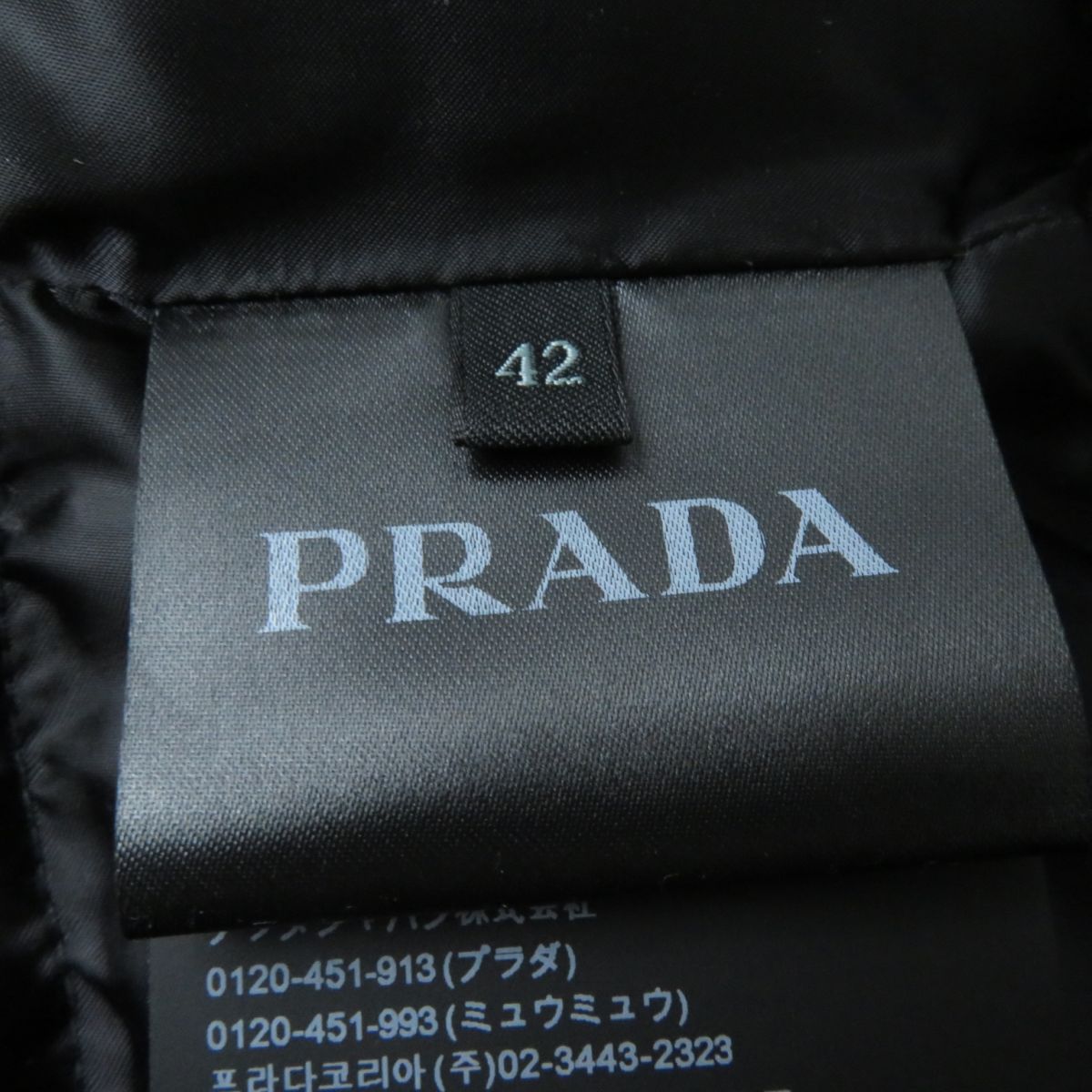 Prada Women's Down Jacket with Fox Fur Collar, Black