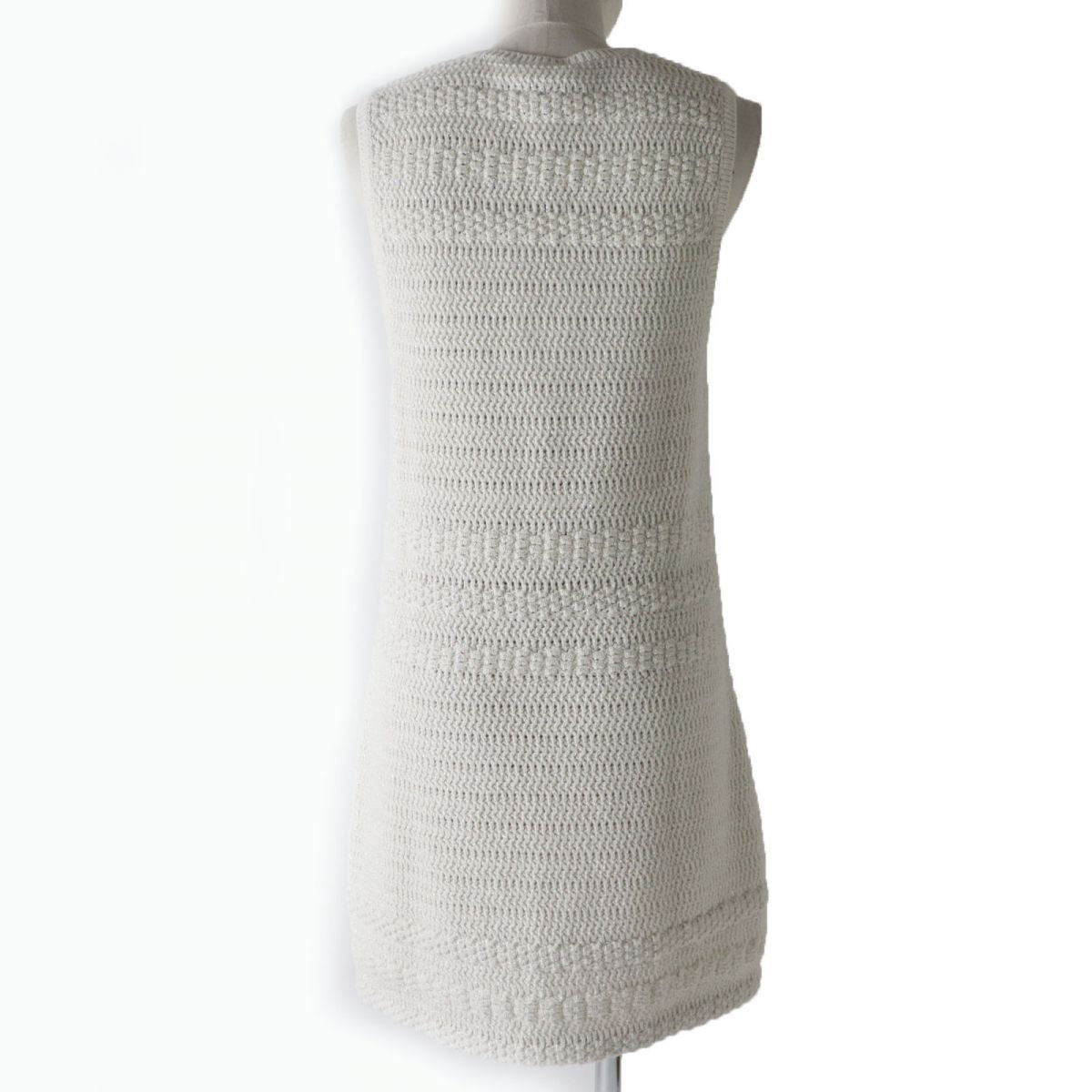 Chanel V-neck Knit Dress Ivory 38