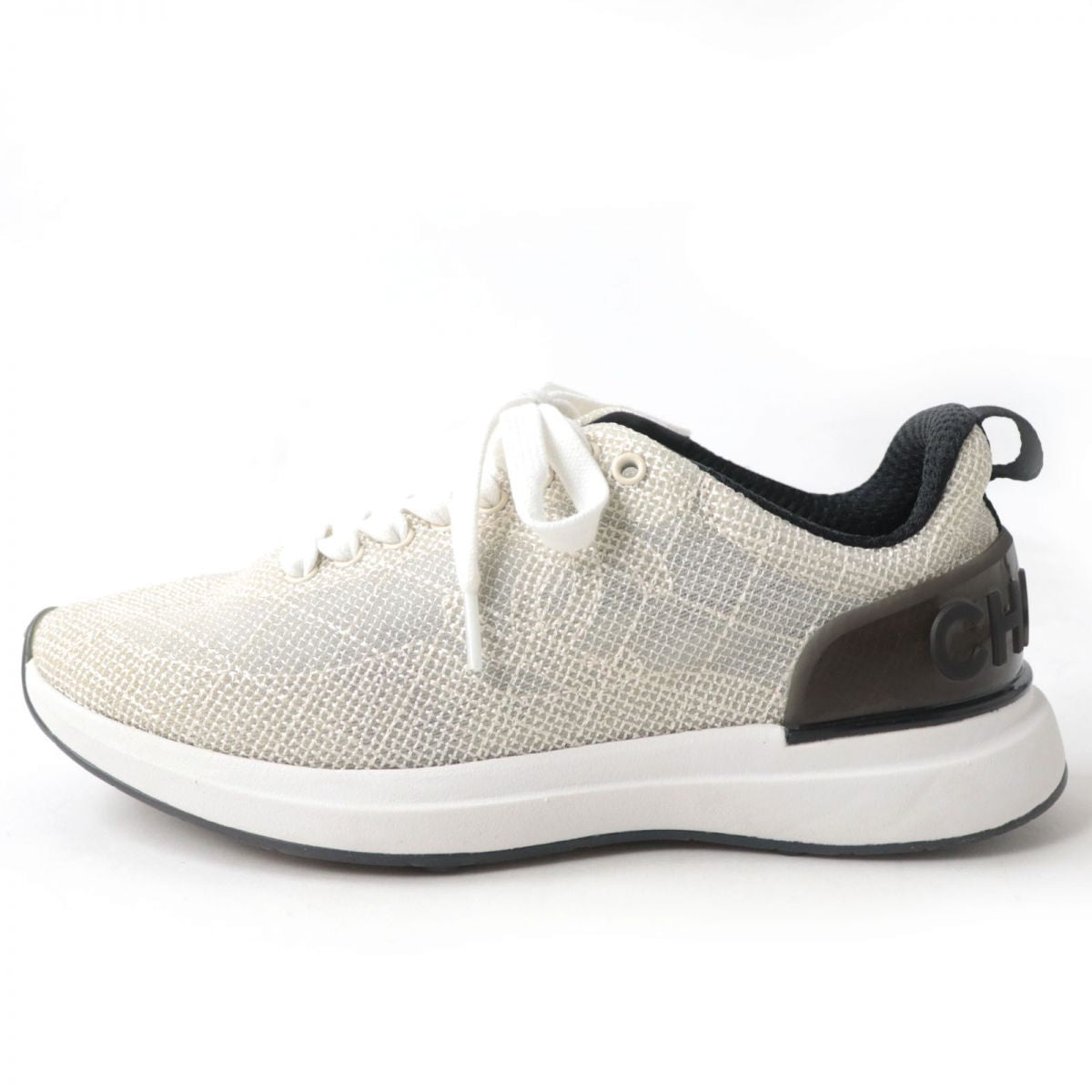 Chanel G37129 Coco Mark Mesh Sneakers Ivory 34