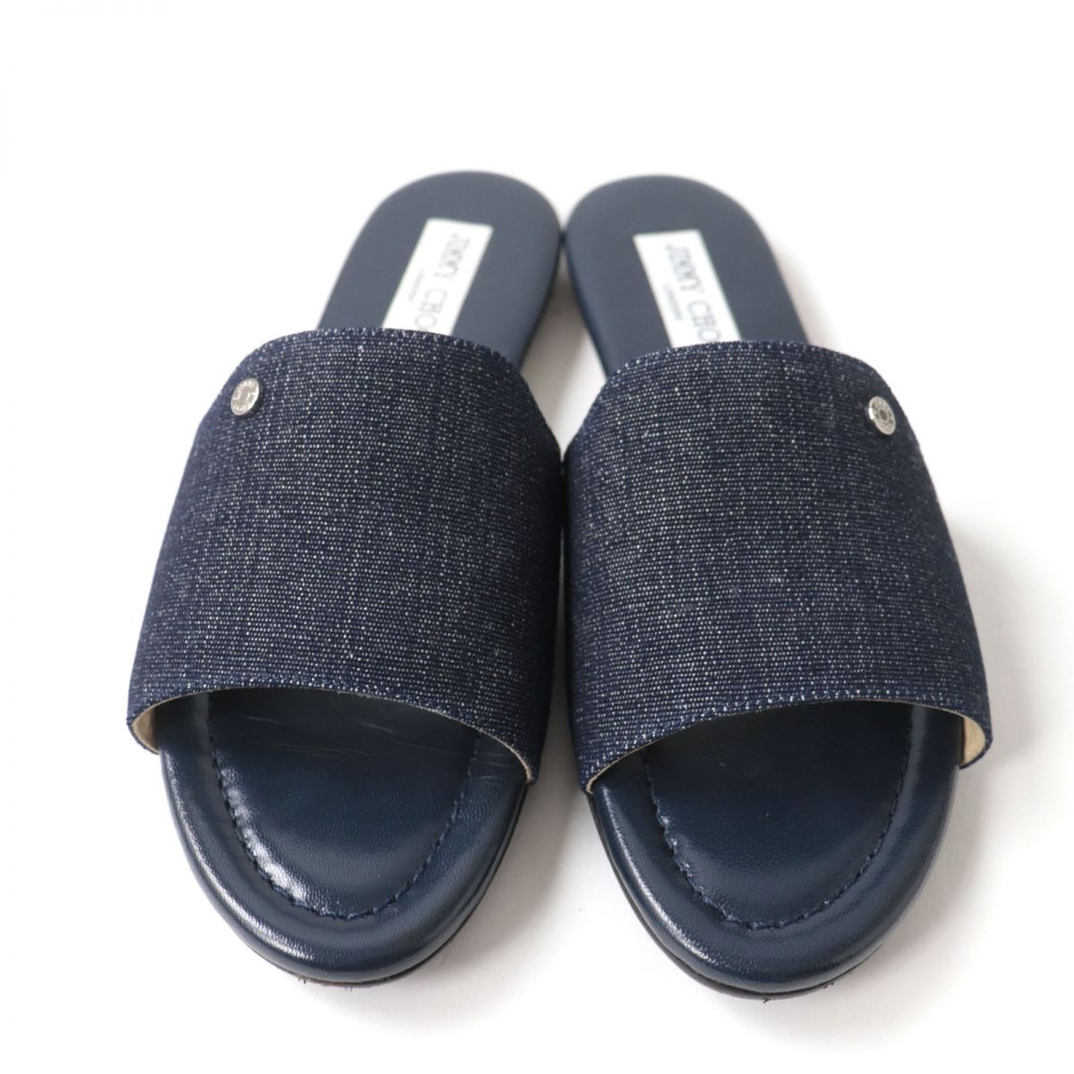 Jimmy Choo NANDA Denim Slide Sandals Size 37.5