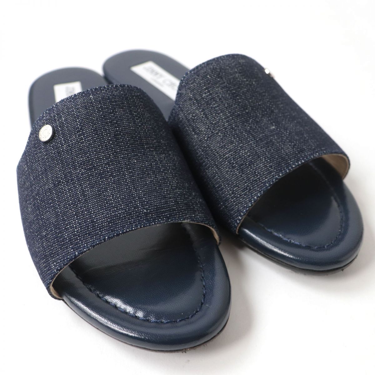 Jimmy Choo NANDA Denim Slide Sandals Size 37.5