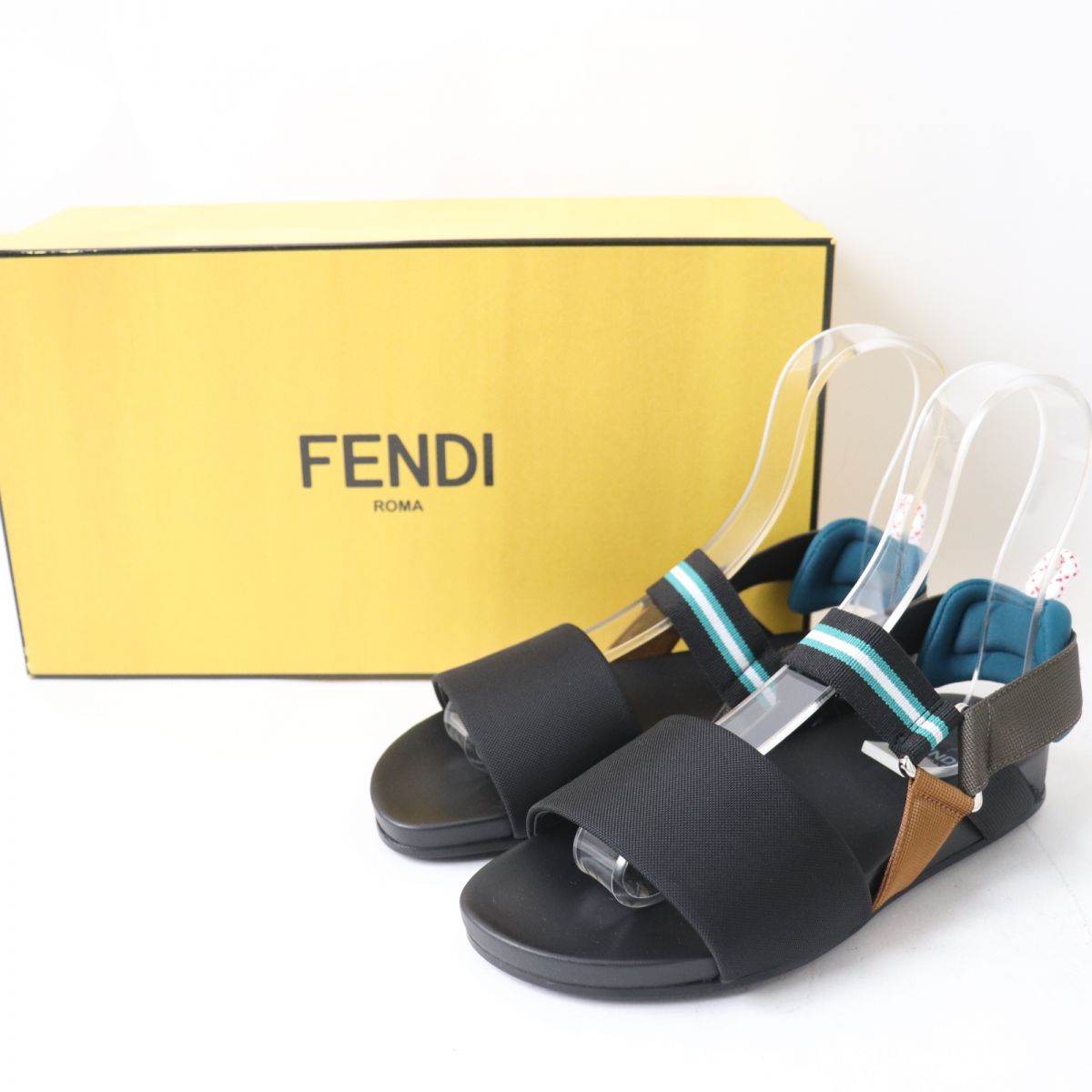 Fendi Backstrap Flat Sandals Black Size 35