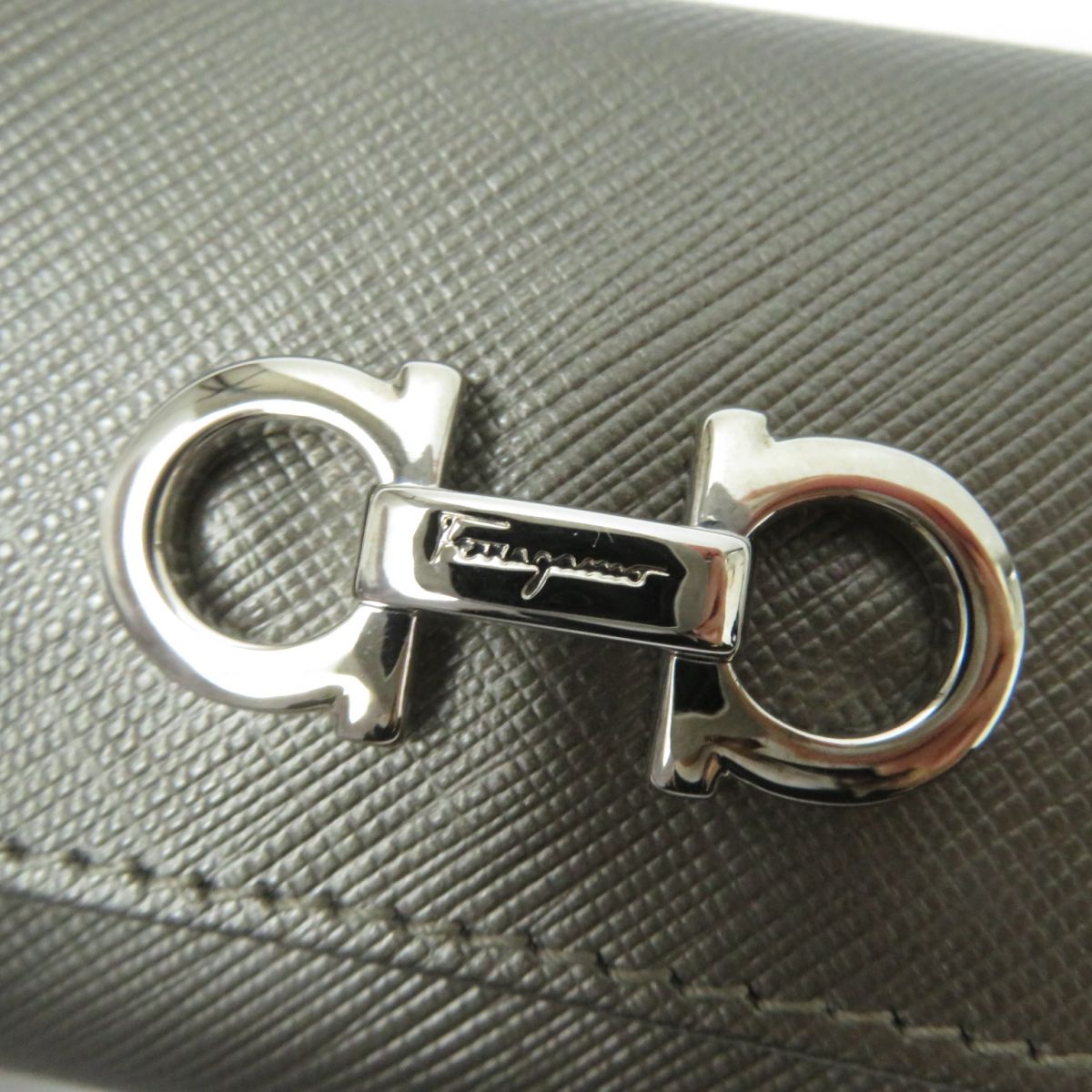 Salvatore Ferragamo Double Gancini Leather Key Holder