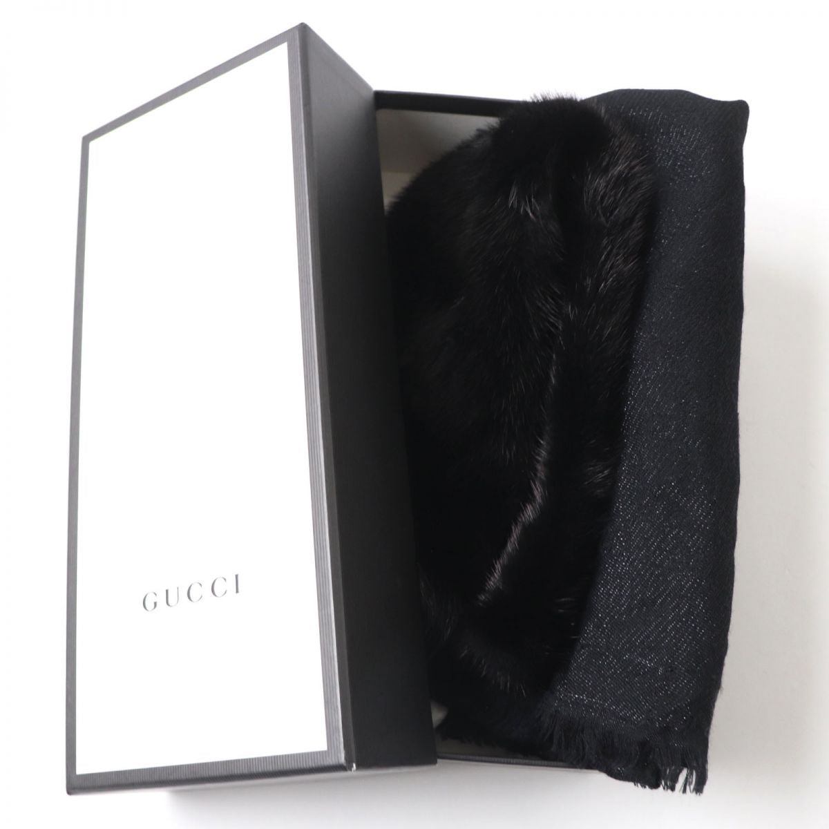 Gucci GGPattern Mink Silk Blend Stole Scarf