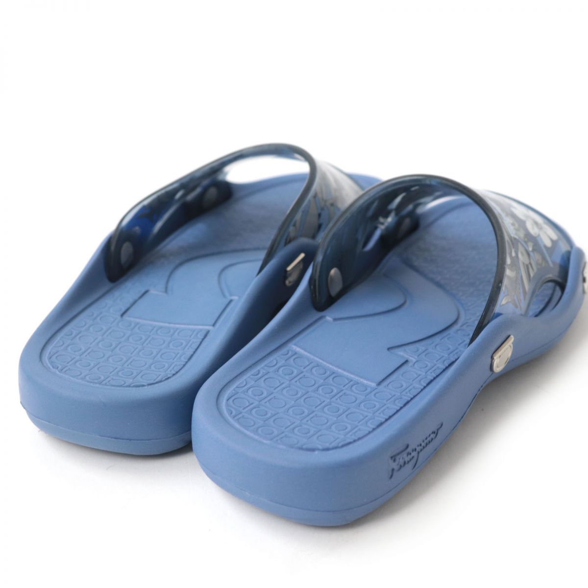 Salvatore Ferragamo Gancini Metal Rubber Sandals Blue