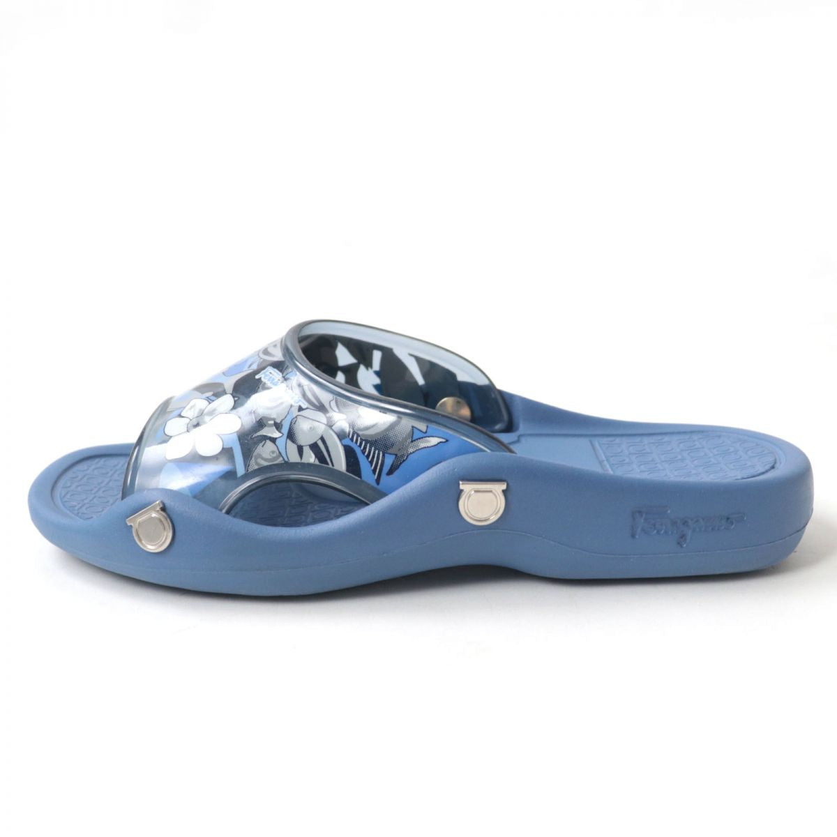 Salvatore Ferragamo Gancini Metal Rubber Sandals Blue