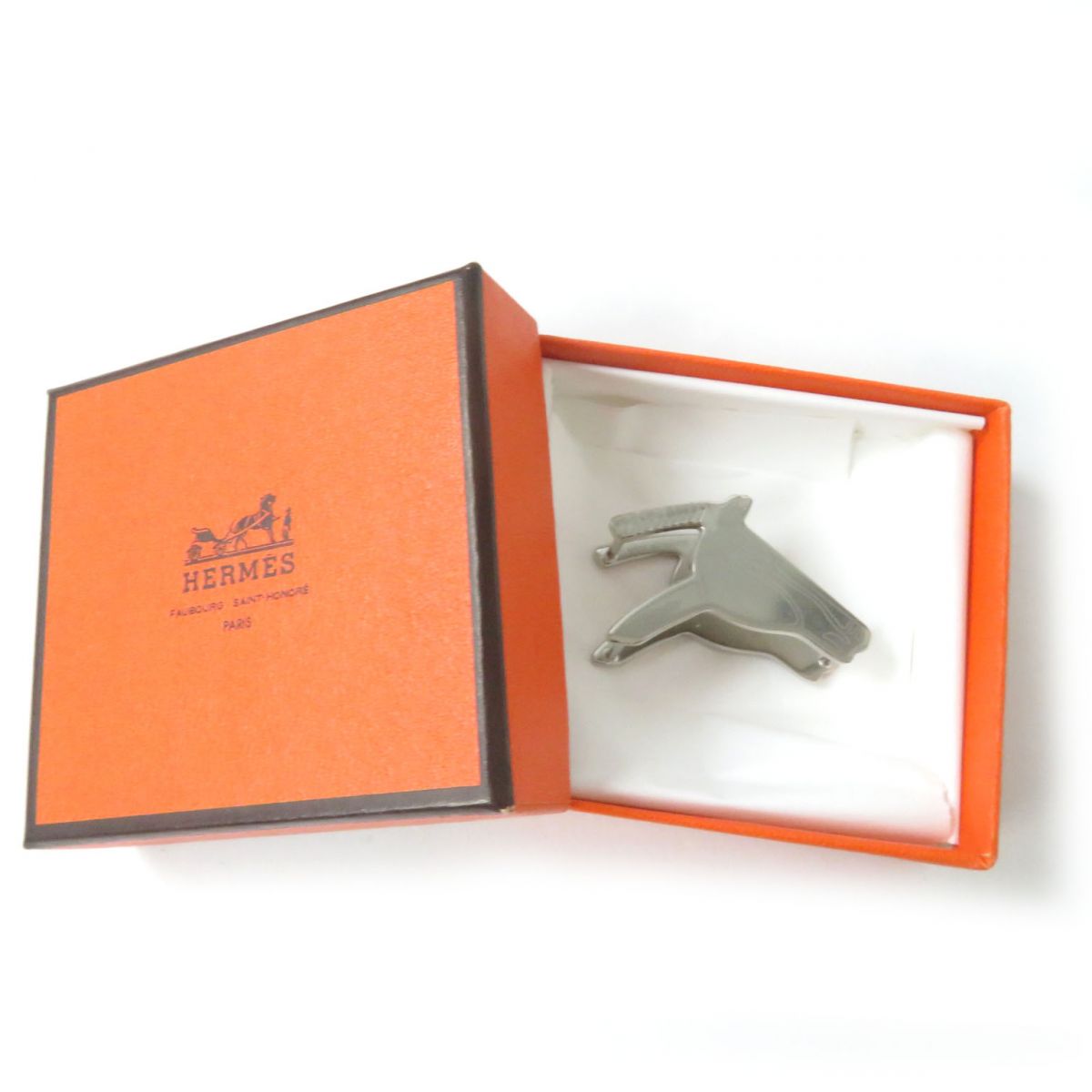 Hermes Horse Head Scarf Ring Silver