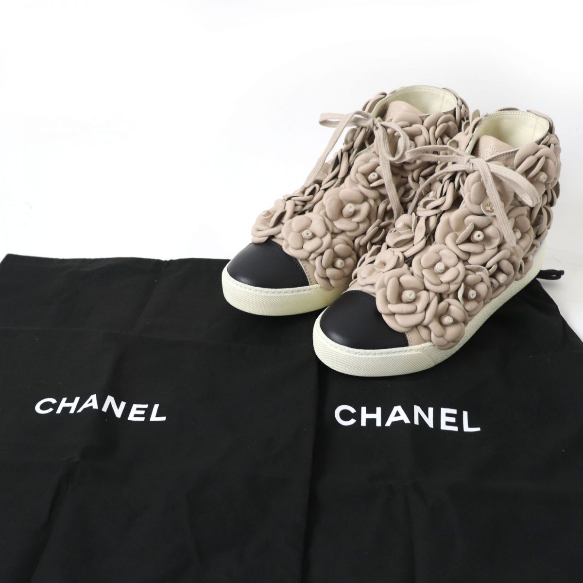 Chanel Leather Sneakers Beige Size 36