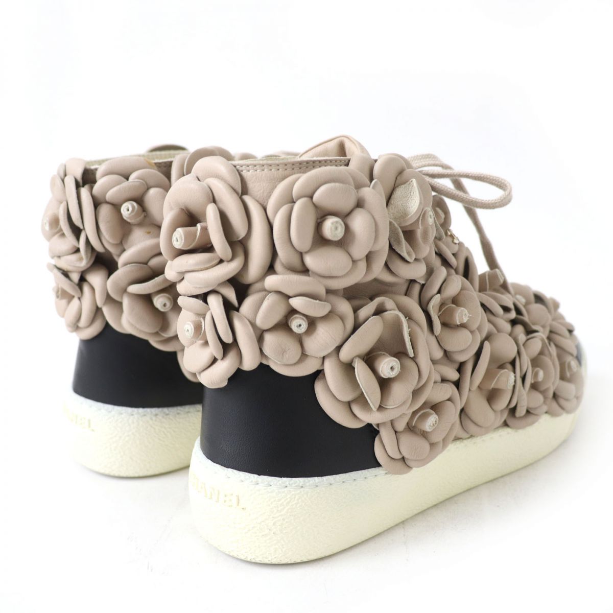 Chanel Leather Sneakers Beige Size 36