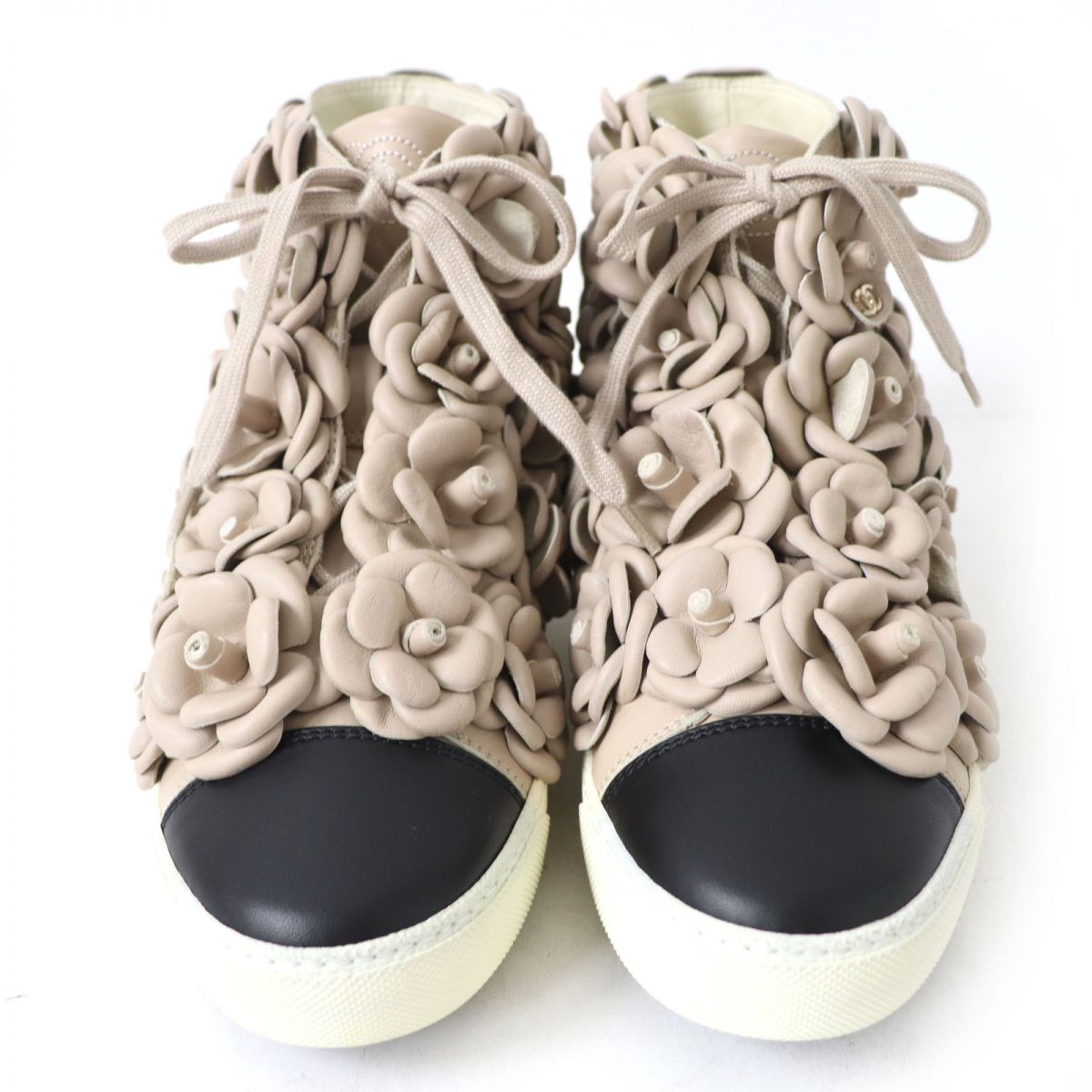 Chanel Leather Sneakers Beige Size 36