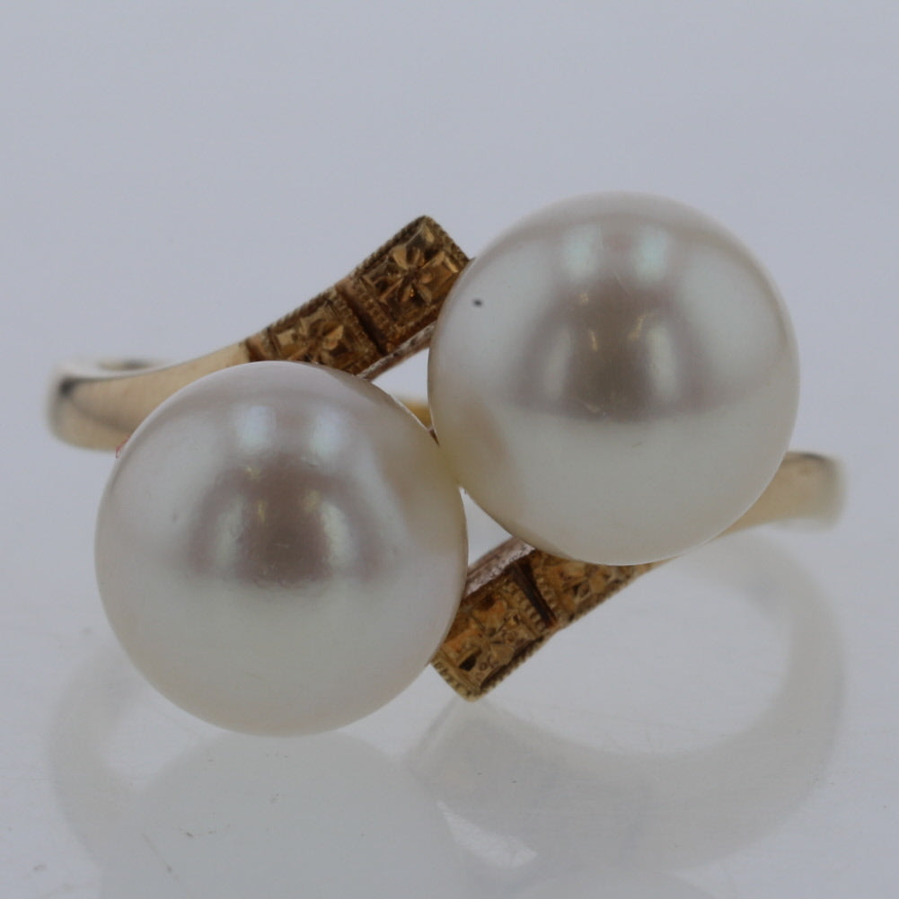 14k Double Pearl Ring