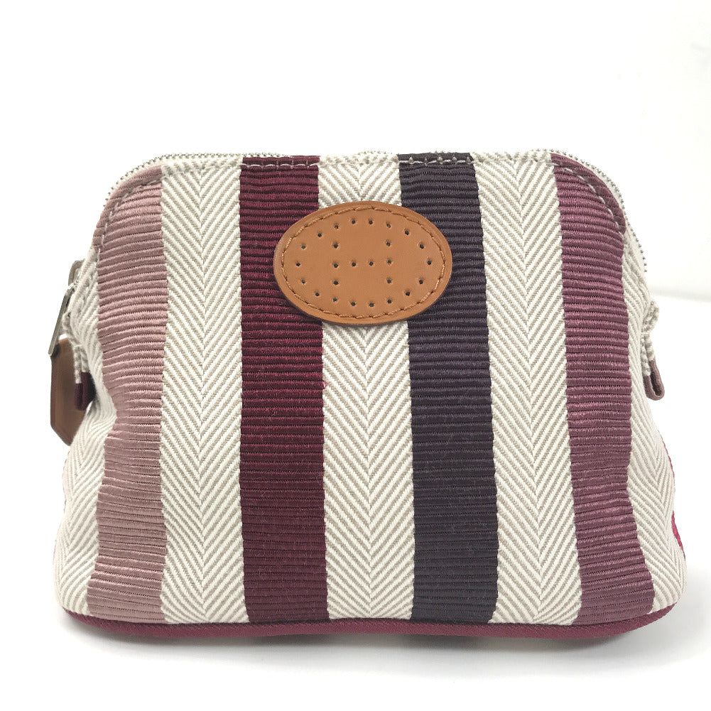 Hermes Stripes Bolide Pouch Canvas Clutch Bag in Good condition