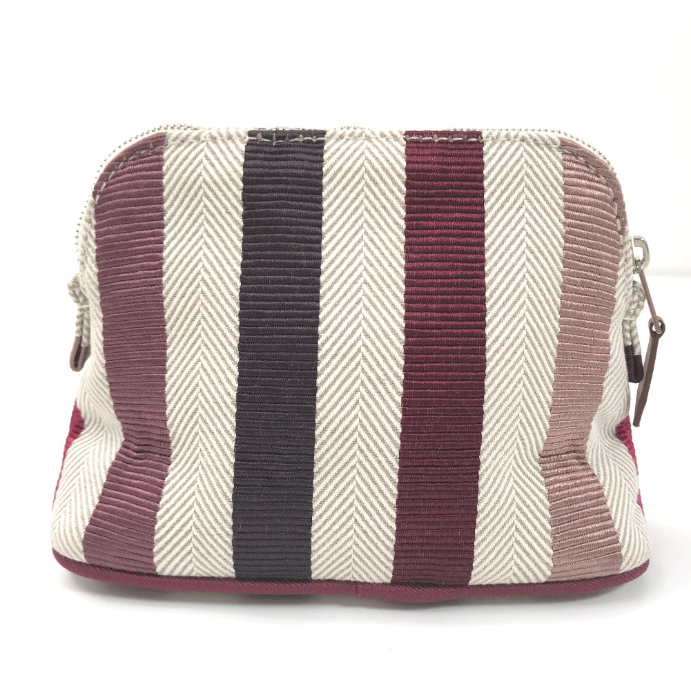 Hermes Stripes Bolide Pouch Canvas Clutch Bag