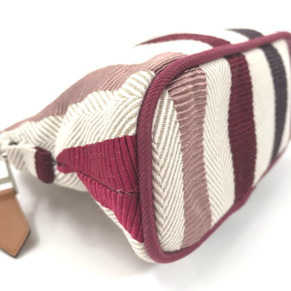 Hermes Stripes Bolide Pouch Canvas Clutch Bag