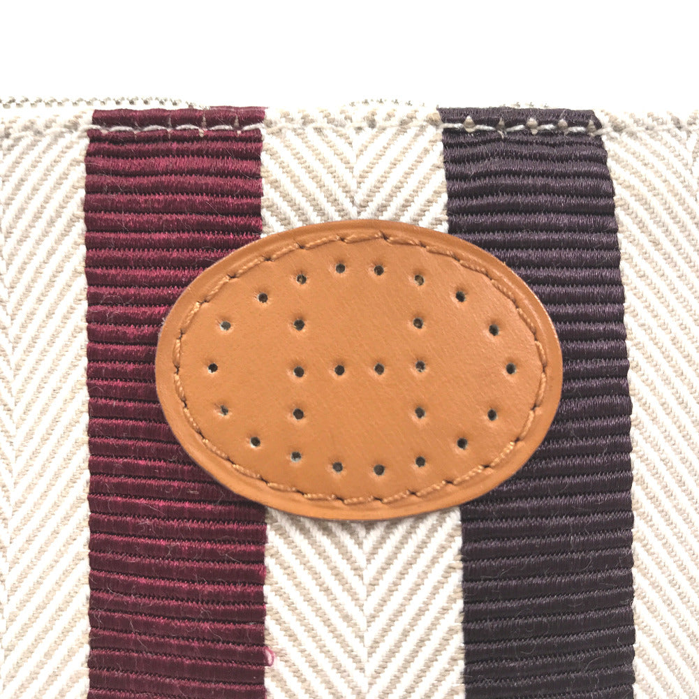 Hermes Stripes Bolide Pouch Canvas Clutch Bag