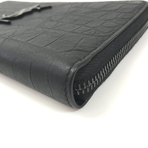 Croc Embossed Leather Zip Around Wallet 529899