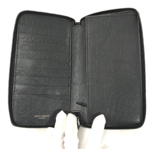 Croc Embossed Leather Zip Around Wallet 529899