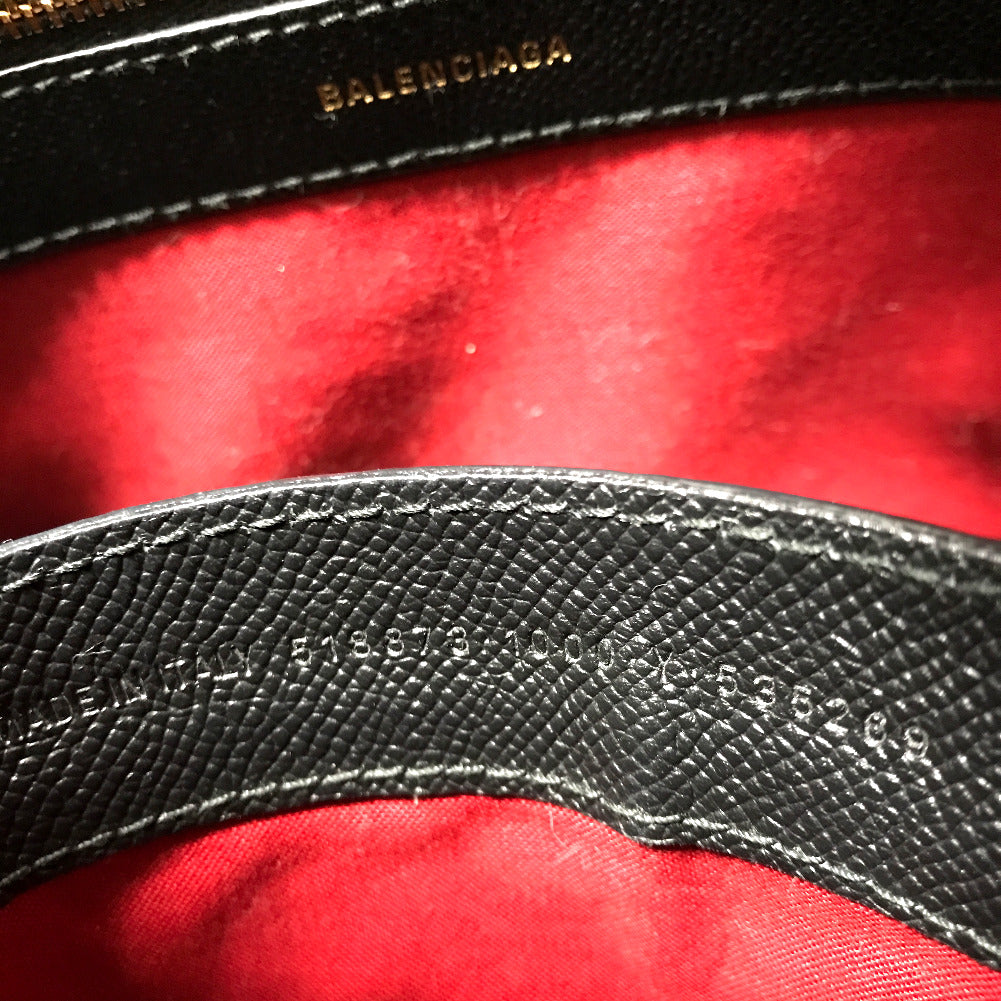 Auth BALENCIAGA Ville Top Handle S 518873 Black Leather Handbag