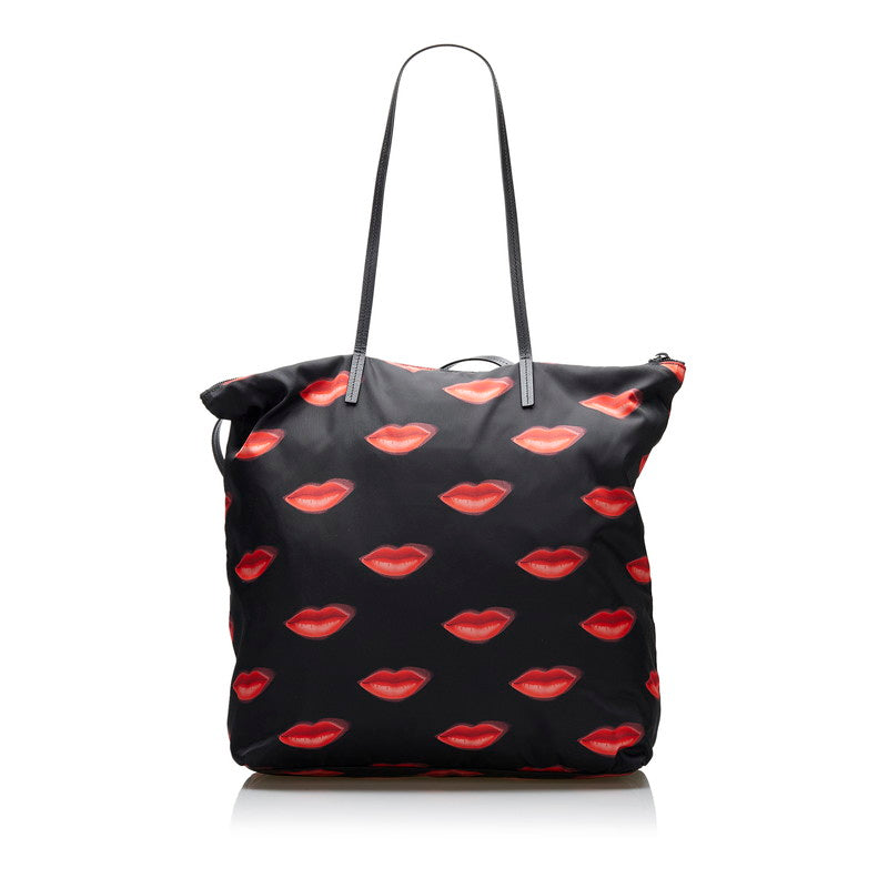 Tessuto Stampato Lips Tote Bag