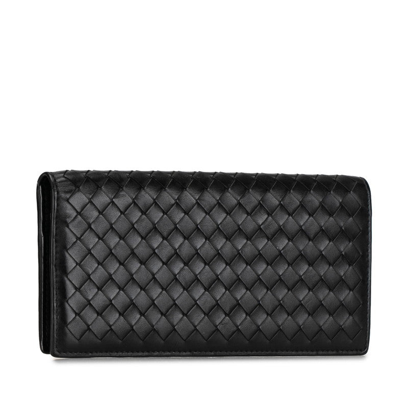 Bottega Veneta Intrecciato Leather Flap Wallet Leather Long Wallet in Good condition