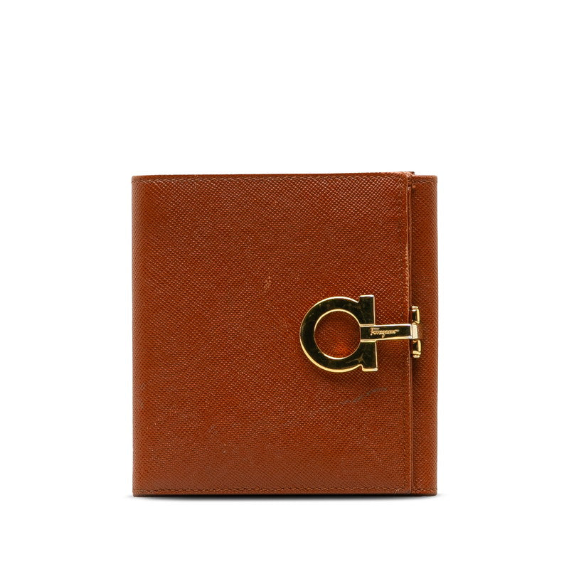 Salvatore Ferragamo Gancini Bifold Wallet  Leather Short Wallet AQ-22 0117 in Good condition