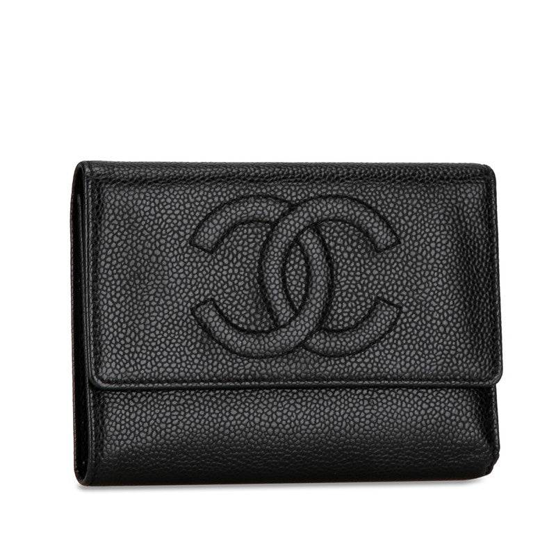 Chanel Coco Mark Compact Trifold Wallet Leather Short Wallet A13226 in Good condition