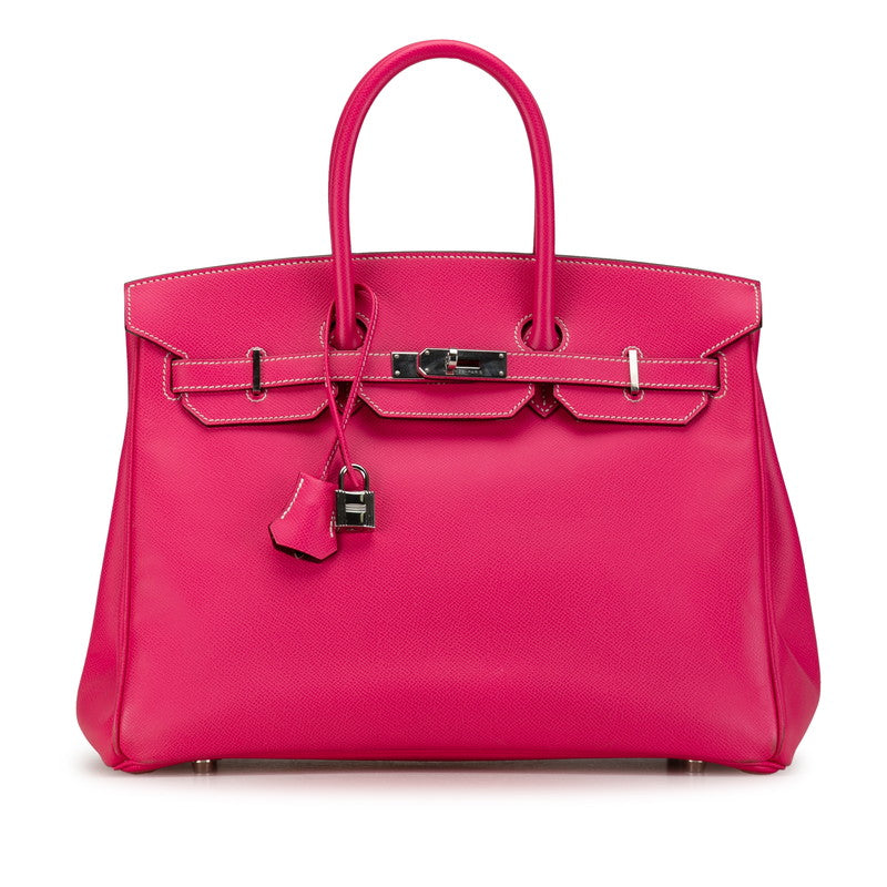 Hermes Candy Rose Epsom Birkin 35 Leather Handbag in Good condition