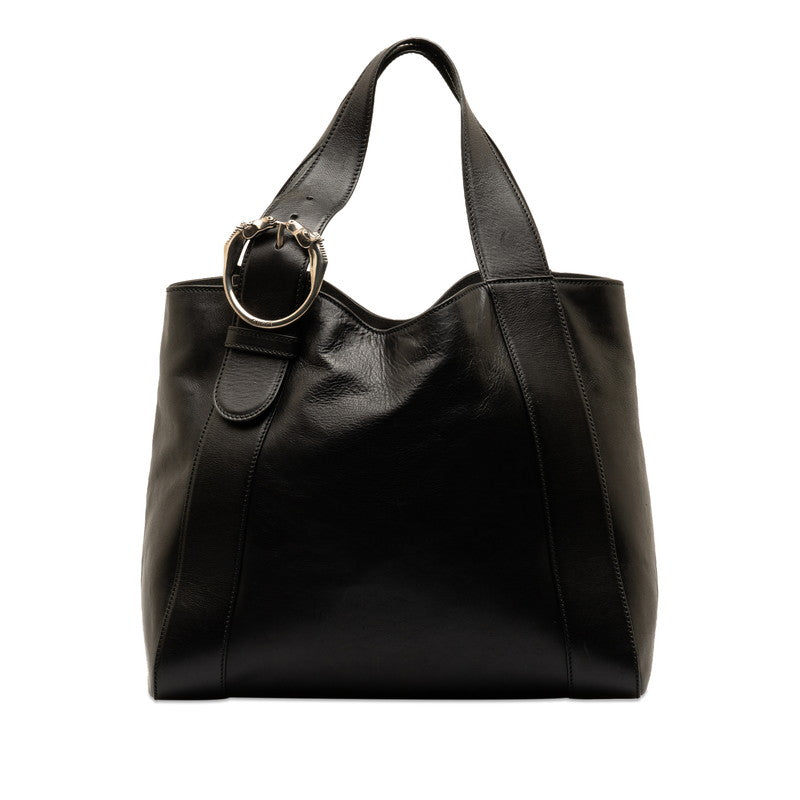 Horse Head Buckle Leather Tote 296877