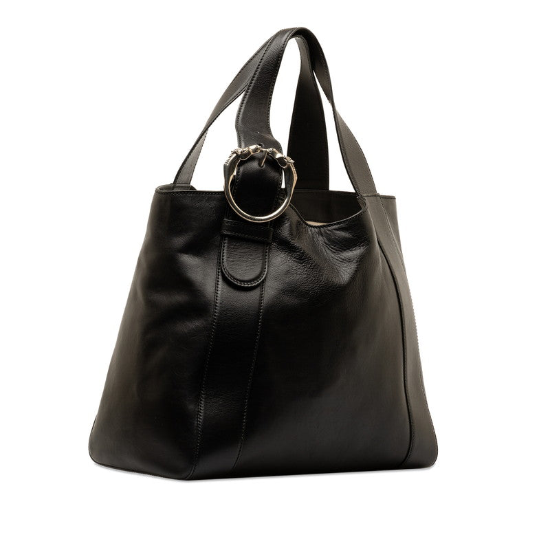 Horse Head Buckle Leather Tote 296877
