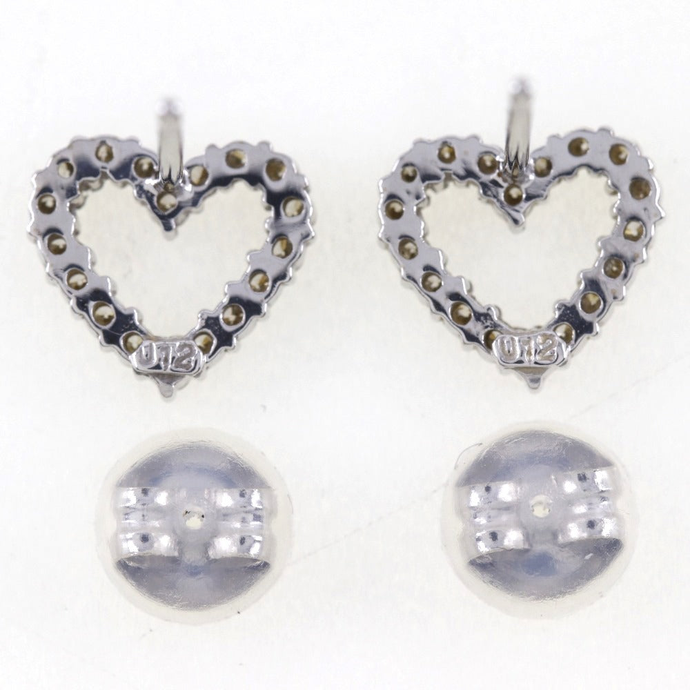 K18 White Gold Diamond Heart Earrings