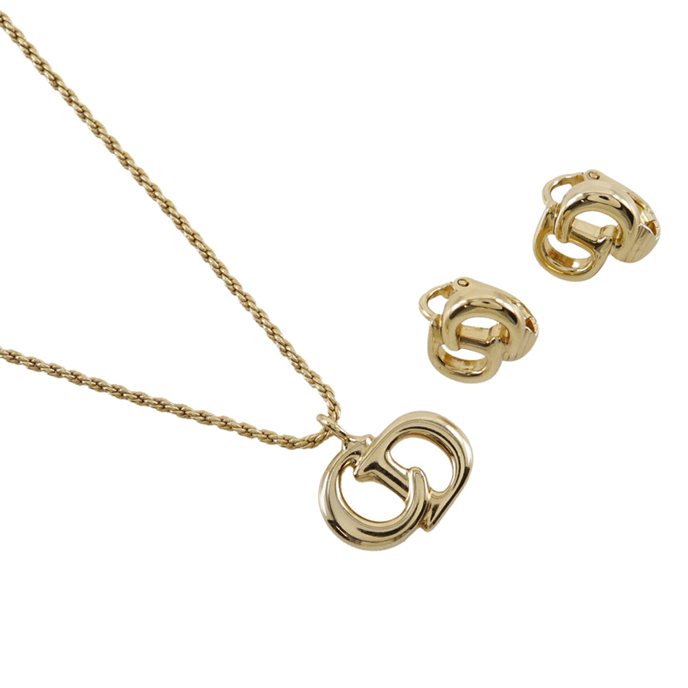 Dior Gold Plated Earrings Necklace Set