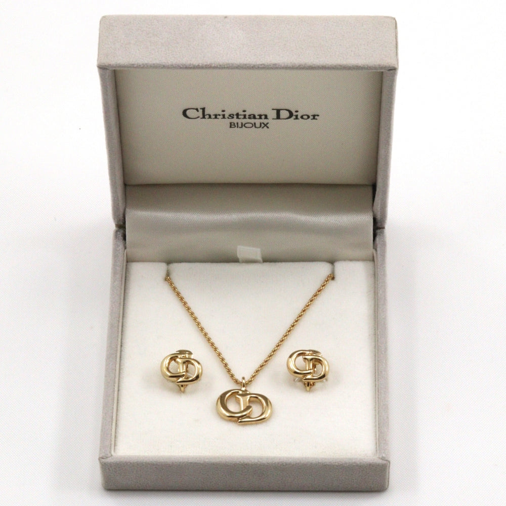 Dior Gold Plated Earrings Necklace Set