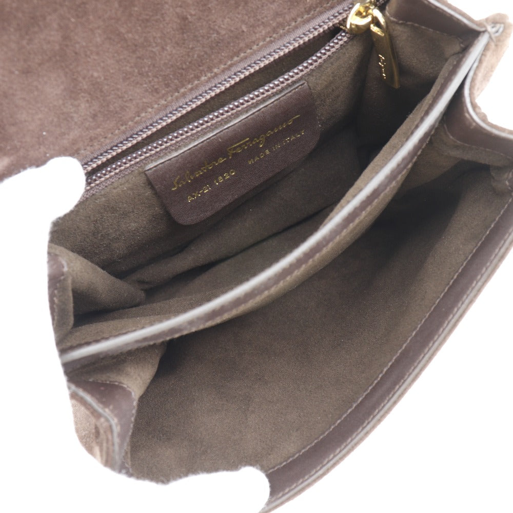 Salvatore Ferragamo Gancini Suede Leather Shoulder Bag