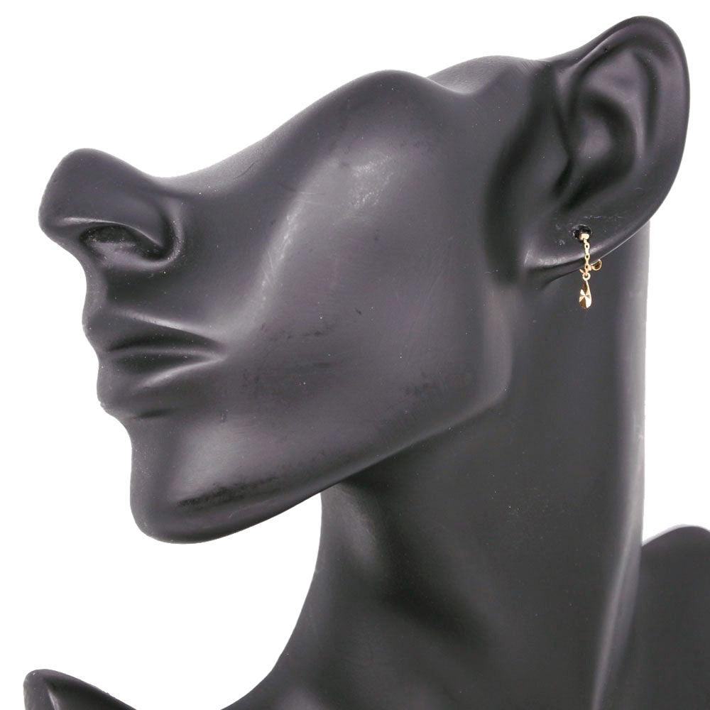 Dew Drop Motif Earrings, K18 Yellow Gold, Women's A+ Grade (used)
