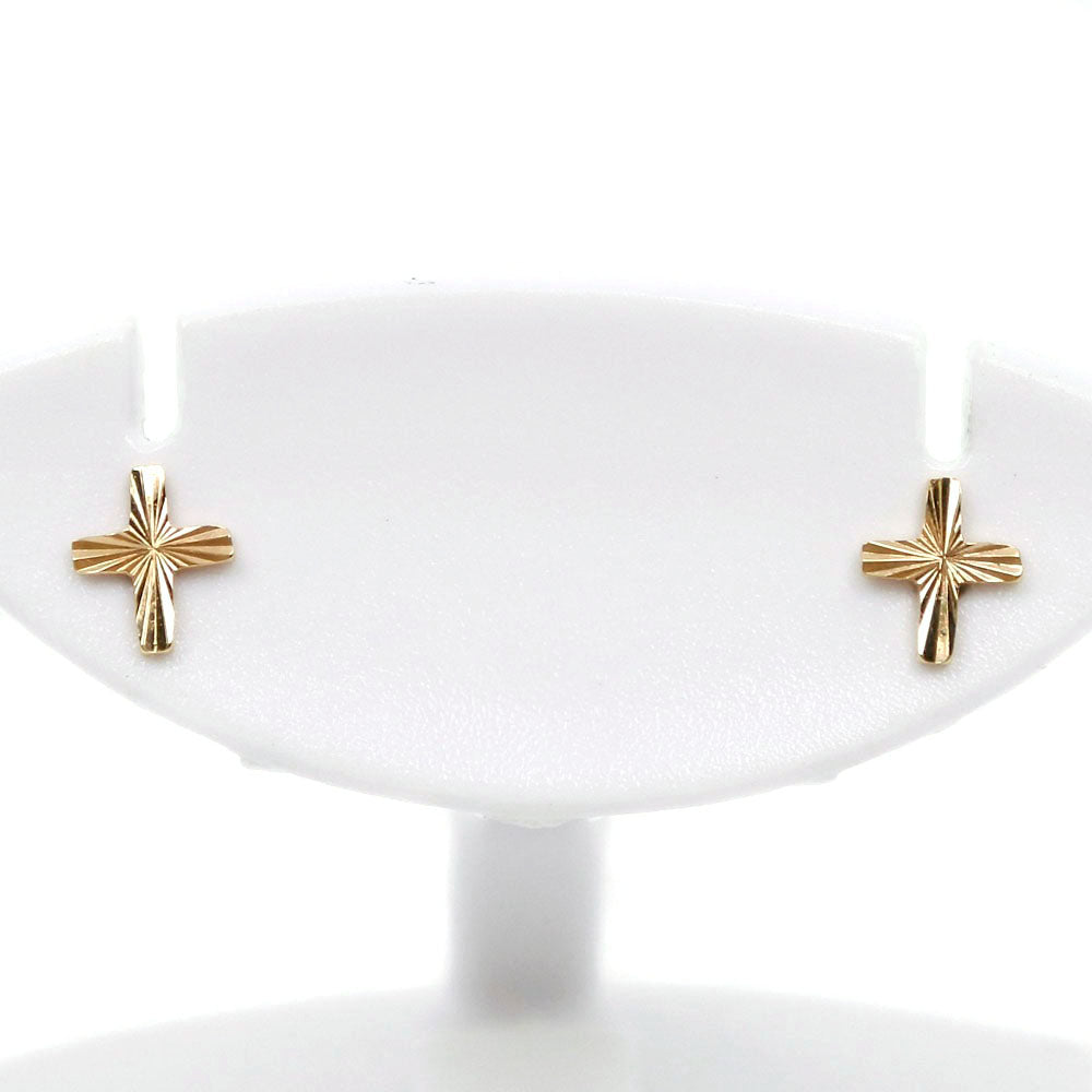 K18 Yellow Gold Cross Motif Earrings