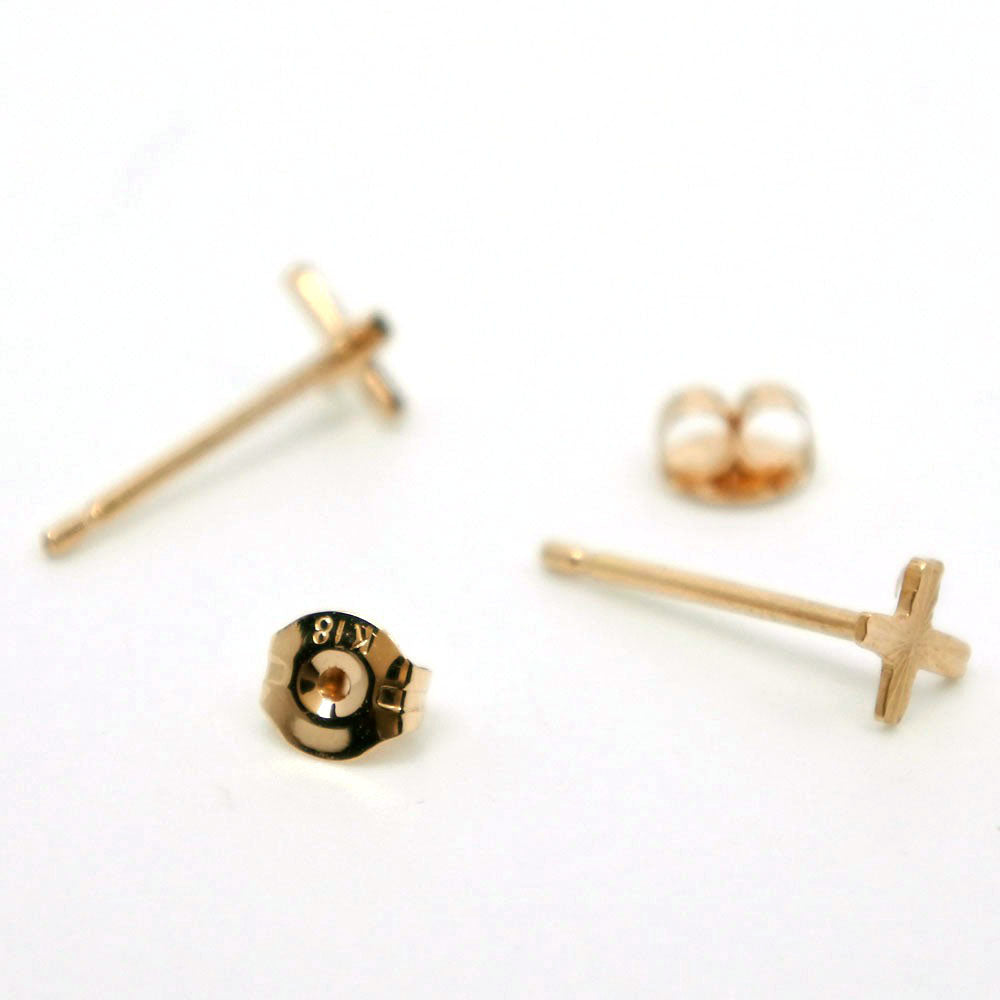 K18 Yellow Gold Cross Motif Earrings