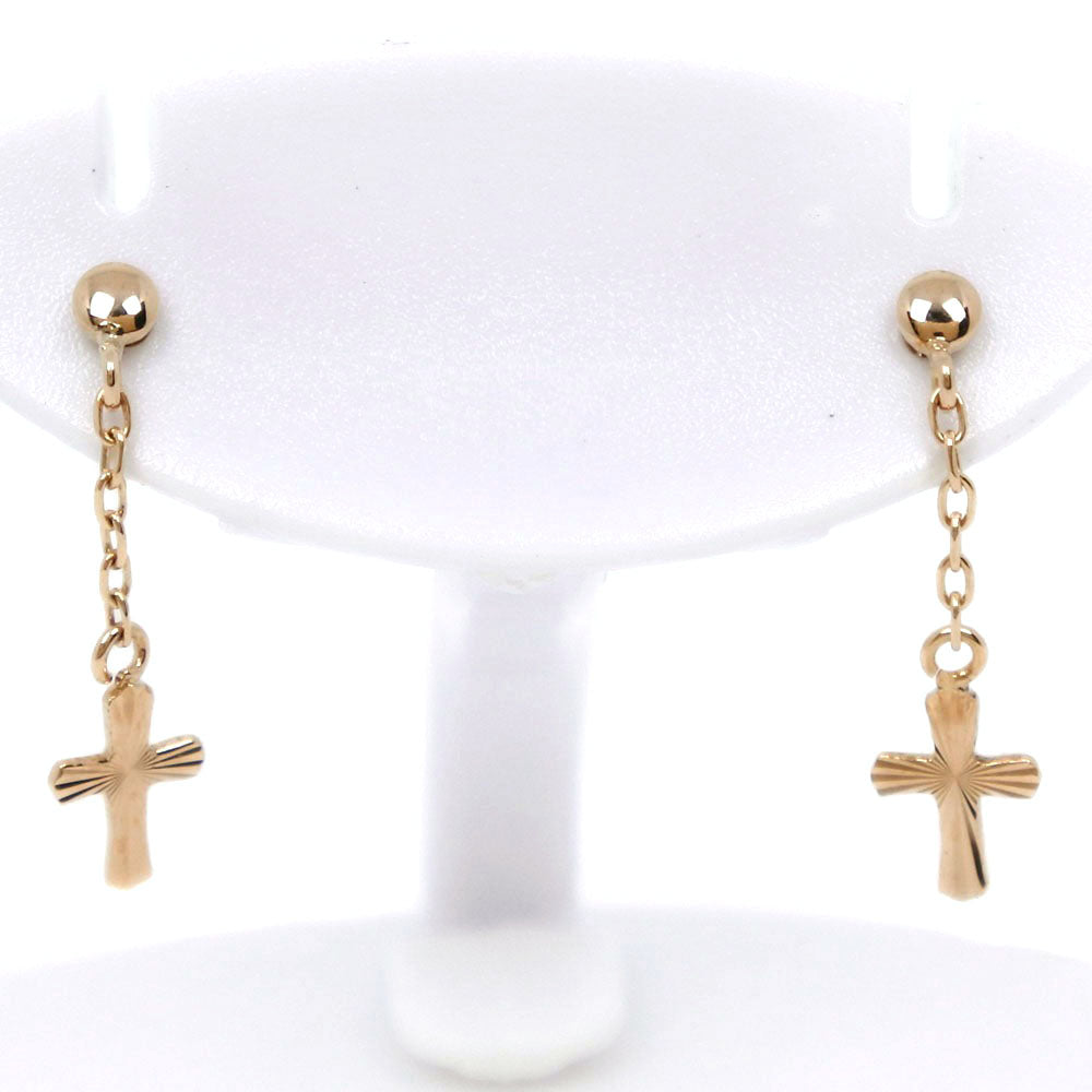 K18 Yellow Gold Cross Motif Earrings