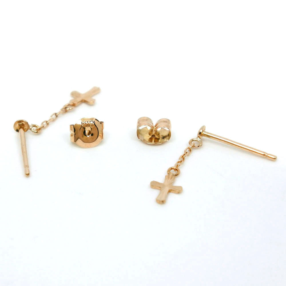 K18 Yellow Gold Cross Motif Earrings