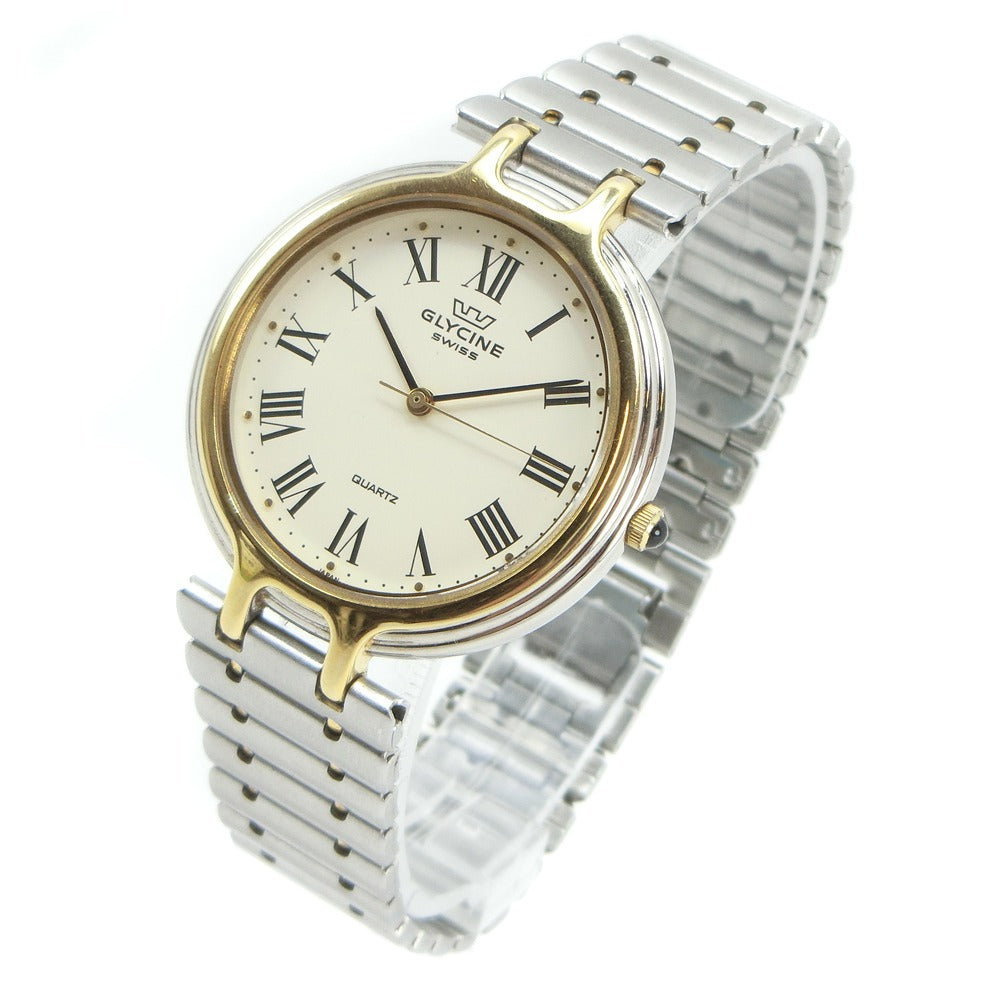 Glycine Men's Wristwatch, Stainless Steel, White Dial, Quartz Movement, Analog Display [Pre-owned]