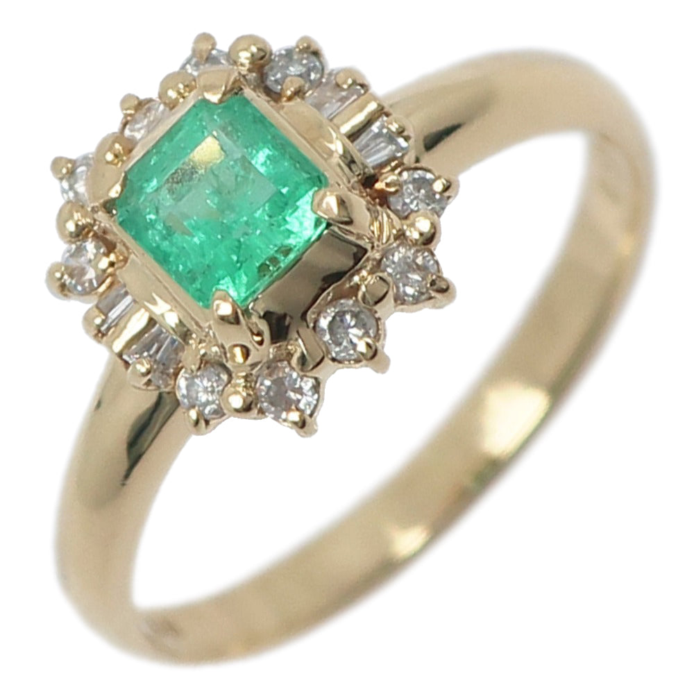 K18 Gold Emerald Diamond Ring Size 12